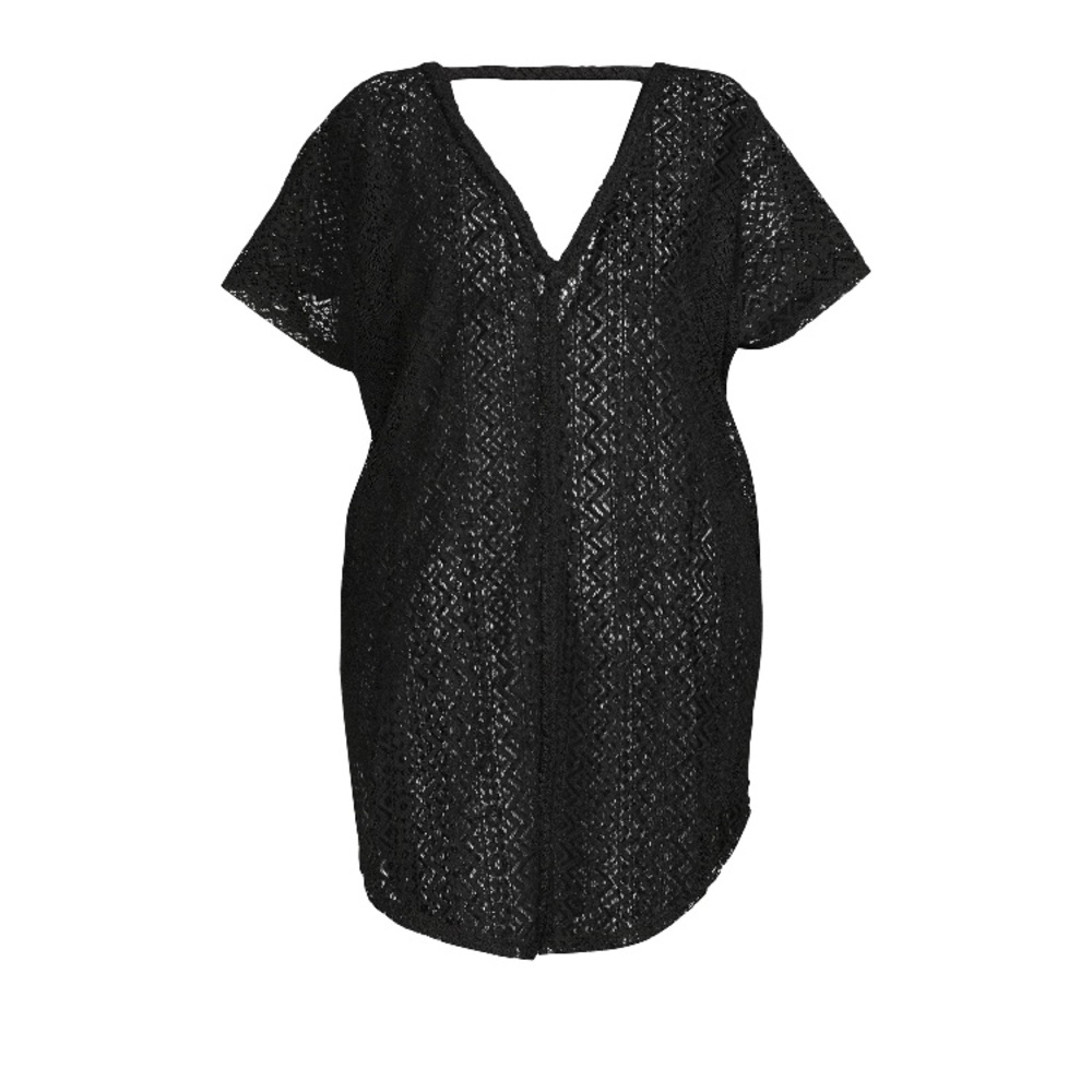 NWT Women’s  short sleeve Crochet Cover Up Black